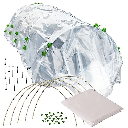 TTL Garden Folientunnel Set Flex L 20 mit PE Folie 6 x 2,5 m - 6 x Fiberglas Bögen & PE Anzuchtfolie 6x2,5m breit, Rund Bogen für Abdeckung Frühbeet Hochbeet Gemüsebeet, stabil langlebig & rostfrei von TTL Commerce