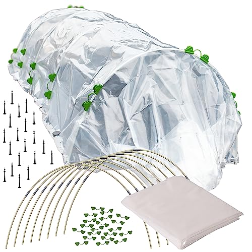TTL Garden Folientunnel Set Flex XL 32 mit PE Folie 10 x 2,5 m - 10 x Fiberglas Bögen & PE Anzuchtfolie 10x2,5m breit, Rund Bogen Abdeckung Frühbeet Hochbeet Gemüsebeet stabil langlebig & rostfrei von TTL Commerce