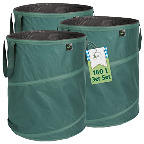 TTL Garden 3x 160L Premium Pop Up Gartensack - 220gsm 600D Oxford 3er Set 160 Liter Gartenabfallsack faltbar extra stabil - Laubsack Sack & Behälter Grünschnitt Garten Abfall selbstaufstellend von TTL Commerce