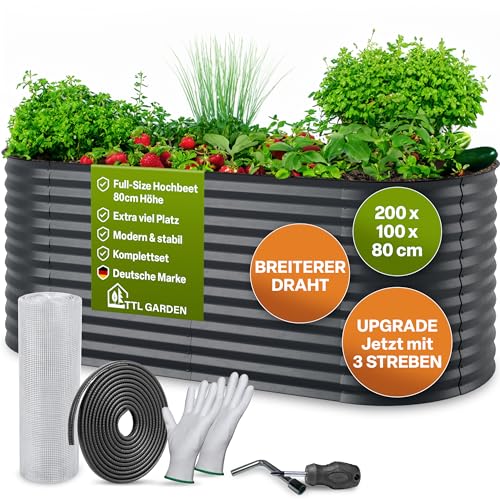 TTL GARDEN 200x100x80cm Inspire L anthrazit Metall Hochbeet - Stahl rostfrei verzinkt & grau lackiert Wellblech ovale Form sehr stabil Garten Beet für Gemüse Kräuter Blumen Gartenbeet Gemüsebeet TTL GARDEN 200x100x80cm Inspire L anthrazit Metall Hochbeet - Stahl rostfrei verzinkt & grau lackiert Wellblech ovale Form sehr stabil Garten Beet für Gemüse Kräuter Blumen Gartenbeet Gemüsebeet von TTL GARDEN