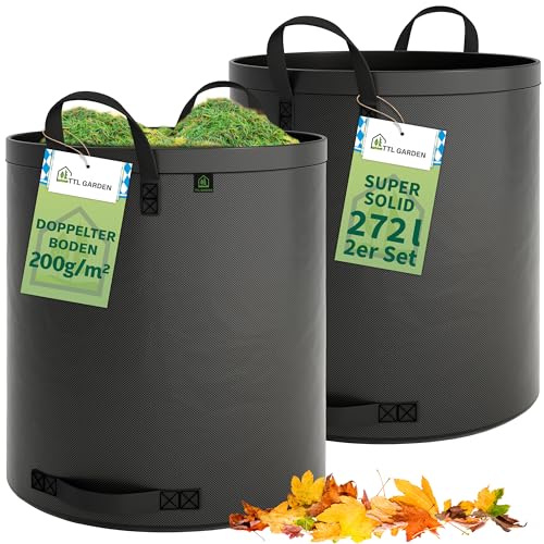 TTL Garden 2x 272L SUPER SOLID Gartensack grau - DOPPELTER BODEN 2x200 gsm extra stabil & reißfest selbststehend 4 Griffe groß robust 2er Set Laubsack Abfallsack für Gras Laub Hecke Gartenabfall TTL Garden 2x 272L SUPER SOLID Gartensack grau - DOPPELTER BODEN 2x200 gsm extra stabil & reißfest selbststehend 4 Griffe groß robust 2er Set Laubsack Abfallsack für Gras Laub Hecke Gartenabfall von TTL GARDEN