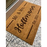 Fußmatte Personalisiert Kokos Türmatte Mr & Mrs von TTLaser