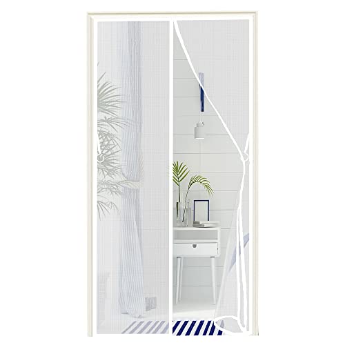 Fliegengitter Tür, 105x220cm Insektenschutz Balkontür, Kinderleichte Klebemontage ohne Bohren, für Terrassentür Wohnzimmer (Weiß) von TTMLED