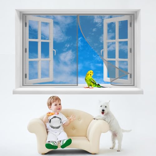 Magnet Fliegengitter Fenster, 150x200cmDer Magnetvorhang ist Ideal für die BalkonFenster, TerrassenFenster, Kinderleichte Klebemontage Ohne Bohren，Grau von TTMLED