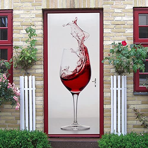 Türaufkleber Selbstklebend 3D Weinglas Weinglas 100 X 215 Cm (39.37" X 84.64") Tapeten Türtapete Türposter Türfolie Klebefolie Von Trendwände Abnehmbar Fototapete Wohnzimmer Schlafzimmer Haus Dekorat von TTOILS