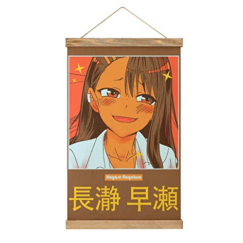 TTOOXZ Retro Anime Hayase Nagatoro Scroll-Poster Stoff Bild Kunst Holz DIY Rahmen Hängende Druck Aufhänger für Raumdekoration Öl Leinwand Kit Geschenk von TTOOXZ