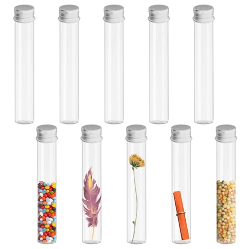 TTQiAnJ 10 Stück 45ml Transparent Reagenzglas mit Schraubverschluss,Laborröhrchen aus Kunststoff,Zum Aufbewahren von Beads,Süßigkeiten Blumen im Labor oder zu Hause von TTQiAnJ