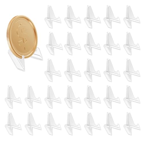 TTQiAnJ 30 Stück Kartenständer Acryl,Klein Münzständer,Mini-Staffeleiständer,Durchsichtig Karten Ständer Tellerständer für Münzen,Taschenuhren,Medaillen von TTQiAnJ