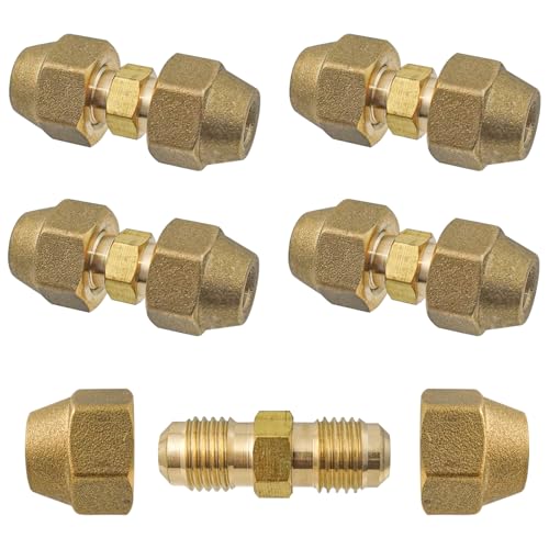 TTQiAnJ 4 Stück Klimaanlage Split Verbindungsnippel,1/4 Zoll Kupferrohrverbinder,Messing Klimaleitung Verbinder für Kupferrohre für Außendurchmesser 6,35-6mm Kupferrohr,Ohne Schweißen von TTQiAnJ