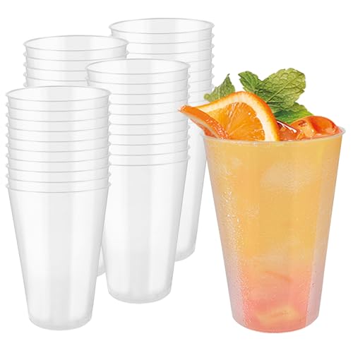 TTQiAnJ 40 Stück Partybecher 420ml (14oz),Plastikbecher,Wiederverwendbare Trinkbecher,Cocktail Becher Transparent für Getränkepartys,Geburtstag,Hochzeit von TTQiAnJ