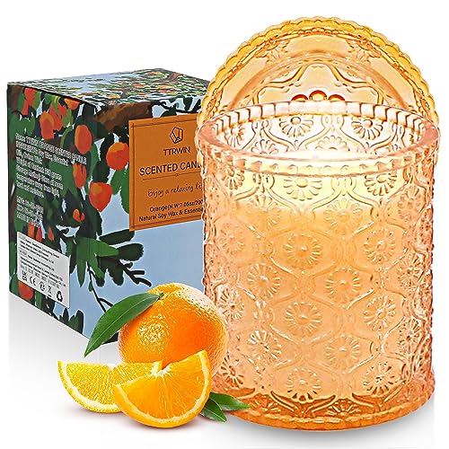 TTRWIN Duftkerze im Schöne Glas, Duft Orange, 200g Kerze aus Natürlichem Sojawachs, 50 Stunden Brenndauer, Geschenk für Frauen, Dekoration für Weihnachten, Geburtstag, Muttertag von TTRWIN