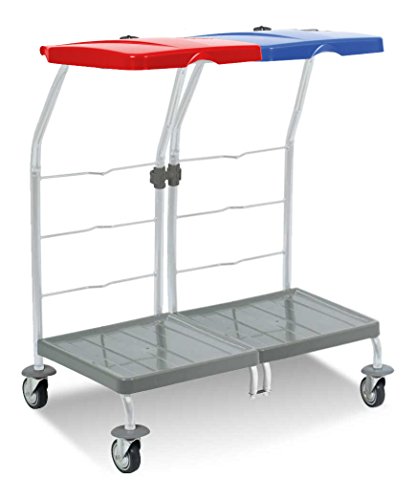 TTS 00004162 Staub Reinigung Trolley 4162 Rilsan 2 x 70 Liter, blau und rot Deckel, Rollen mit bumper-elastic Bänder halten das Tasche von TTS Cleaning