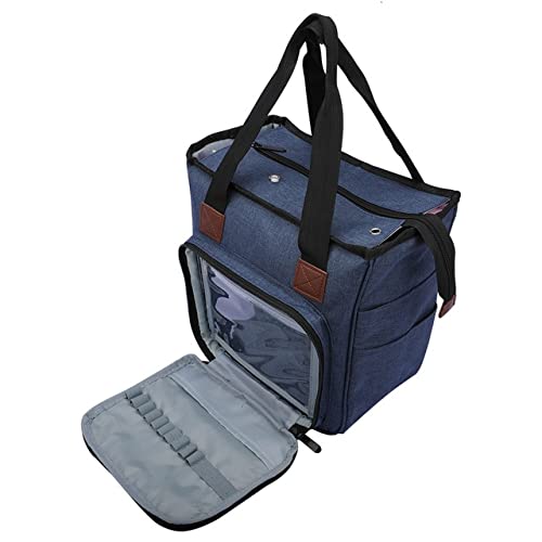 TTSJSM Handarbeitstasche，Handarbeitskoffer Tragbare Stricksack Häkeln Haken Gewindegarn Aufbewahrungstasche Nähnadeln Organizer Nähzubehör Lagerung (Color : Blue) von TTSJSM