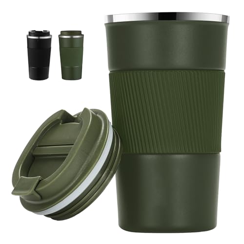 TTSTOIEE thermobecher 510ml/17oz,kaffee to go Kühlung und Heizung Portable，rostfreie Stähle Doppelwandig Vakuumisolierter Kaffee Und Teebecher(Grün) von TTSTOIEE
