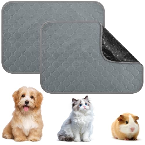 TTYSHIP® 2 Stück Welpenunterlagen Waschbar, 60 x 45cm Welpenmatte Waschbar, Wiederverwendbare Hundetrainingspads für Boden Sofa Auto Reisen (Grau) von TTYSHIP
