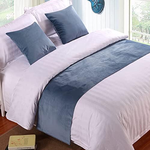 Bettläufer, Einzelbett, weicher Samt, Dekoration, Bettbezug, Grau, Blau, Luxus-Tagesdecke, Bettläufer, für Fuß des Bettes, Bett, Bett, Endtuch für Hotel, Schlafzimmer, Hochzeitszimmer, 180 x 50 cm von TTiiLoe