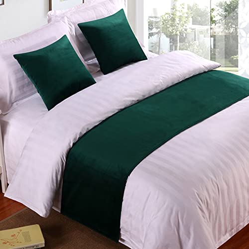 Bettläufer, Queensize-Bett, weicher Samt, Dekoration, Bettbezug, grün, luxuriöse Tagesdecke, Bettläufer, für Fuß des Bettes, Schal, Bett, Endhandtuch für Hotel, Schlafzimmer, 260 x 50 cm von TTiiLoe