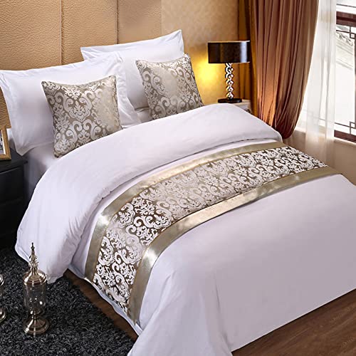 TTiiLoe Bettläufer Jacquard Luxus Bett Schal Decken Tagesdecke Moderne Bettwäsche Abdeckung Schutz Hotel Bett Dekor Bett Endmatte für Schlafzimmer, 45 x 240 cm (Silber) von TTiiLoe