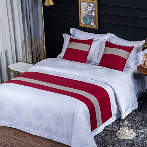 TTiiLoe Bettläufer Streifen Bettschal Weiche Bettwäsche Bezug Tagesdecke Schutz Bettende Handtuch Überwurf Dekorativ für Hotel Schlafzimmer, 50 x 240 cm von TTiiLoe