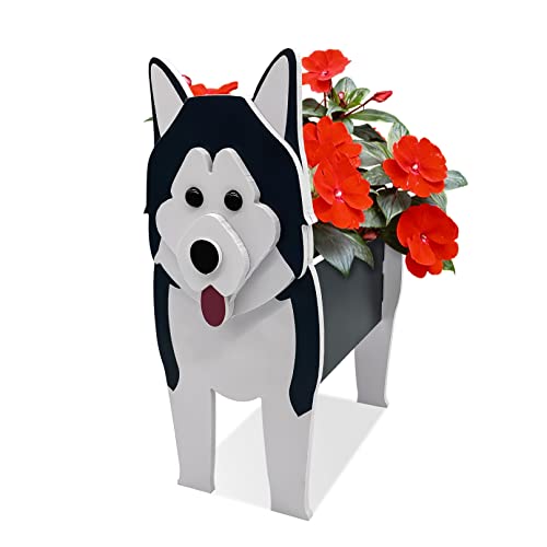 TTiiLoe Cute Dog Planter, Alaskan Malamute Pflanzgefäße, PVC Kräutergarten Blumentöpfe, Hund Cartoon geformt Pflanzgefäß Halter, Geschenke für Tierliebhaber, 24x18cm/9.44x7.08in von TTiiLoe