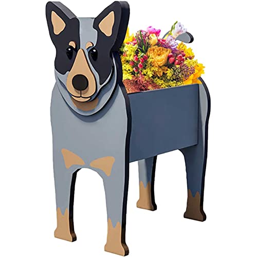 TTiiLoe Cute Dog Planter, Australian Cattle Dog Pflanzgefäße, PVC Kräutergarten Blumentöpfe, Hund Cartoon geformt Pflanzgefäß Halter, Geschenke für Tierliebhaber, 34x24cm/13.38x9.44in von TTiiLoe