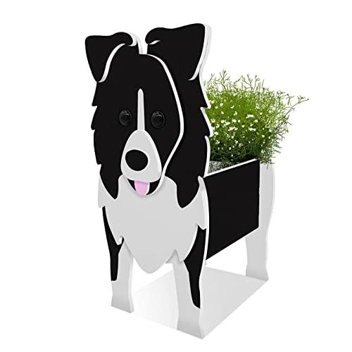 TTiiLoe Cute Dog Planter, Border Collie Pflanzgefäße, PVC Kräutergarten Blumentöpfe, Hund Cartoon geformt Pflanzgefäß Halter, Geschenke für Tierliebhaber, 24x18cm/9.44x7.08in von TTiiLoe