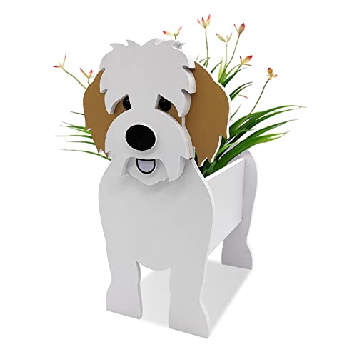 TTiiLoe Cute Dog Planter, Cavachon Plant Pots, PVC Herb Garden Flower Pots, Dog Cartoon Shaped Plant Container Holder, Geschenke für Tierliebhaber, 34x24cm/13.38x9.44in von TTiiLoe