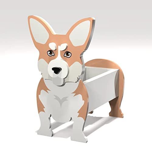 TTiiLoe Cute Dog Planter, Pembroke Welsh Corgi Pflanzgefäße, PVC Kräutergarten Blumentöpfe, Hund Cartoon geformt Pflanzgefäß Halter, Geschenke für Tierliebhaber, 24x18cm/9.44x7.08in von TTiiLoe