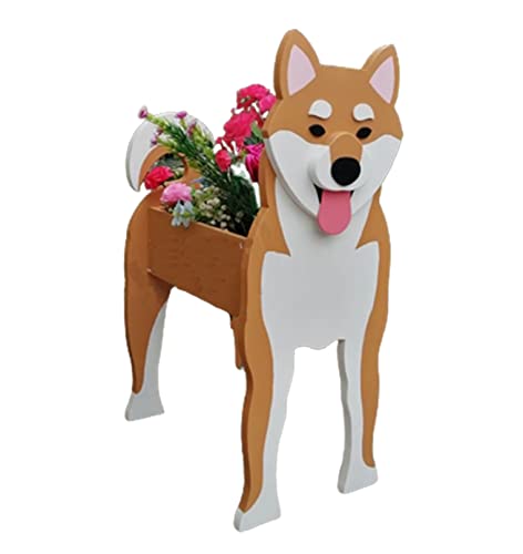 TTiiLoe Cute Dog Planter, Shiba Inu Plant Pots, PVC Herb Garden Flower Pots, Dog Cartoon Shaped Plant Container Holder, Geschenke für Tierliebhaber, 34x24cm/13.38x9.44in von TTiiLoe