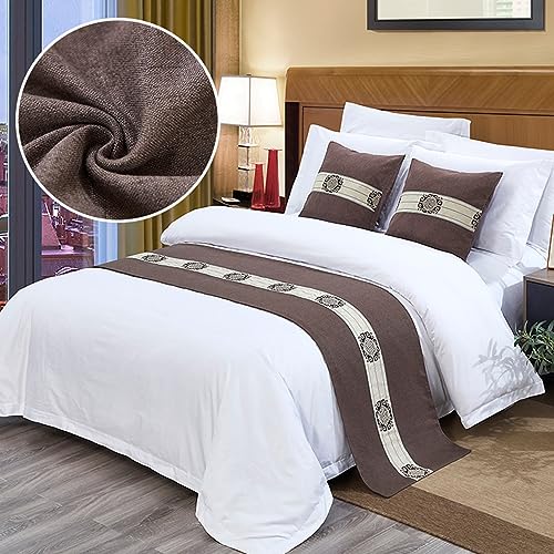 TTiiLoe Luxuriöser Bettläufer, Bettschal für Bettwäsche, Dekoration, moderne Decken, Tagesdecke, Hotel-Bettbezug, Schutz für Schlafzimmer, Kaffee, 50 x 240 cm für 1,8 m Bett von TTiiLoe