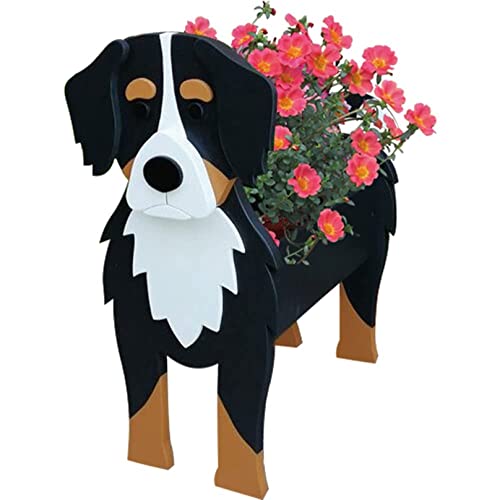 TTiiLoe Niedliche Hunde-Pflanzgefäße, Berner Sennenhund-Pflanzgefäße, PVC-Kräutergarten-Blumentöpfe, Cartoon-Hunde-Pflanzgefäße, Geschenke für Tierliebhaber, 24x18cm/9.44x7.08in von TTiiLoe