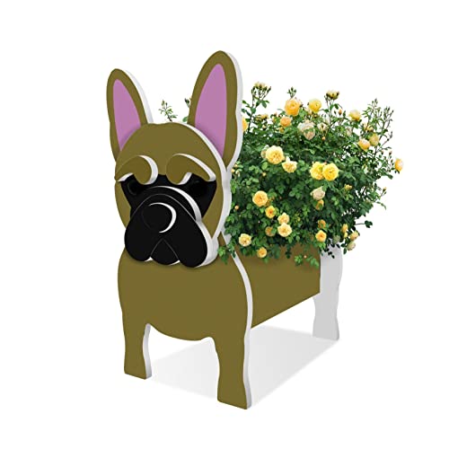 TTiiLoe Niedliche Hunde-Pflanzgefäße, Französische Bulldogge, PVC-Kräutergarten-Blumentöpfe, Cartoon-Hunde-Pflanzgefäße, Geschenke für Tierliebhaber, 43x25cm/16.92x9.84in von TTiiLoe