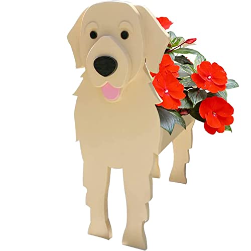 TTiiLoe Niedliche Hunde-Pflanzgefäße, Golden Retriever-Pflanzgefäße, PVC-Kräutergarten-Blumentöpfe, Cartoon-förmige Hunde-Pflanzgefäße, Geschenke für Tierfreunde, 24x18cm/9.44x7.08in von TTiiLoe