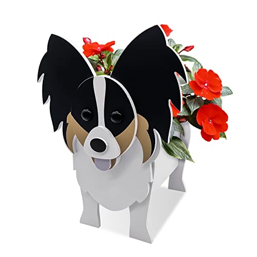 TTiiLoe Niedliche Hunde-Pflanzgefäße, Papillon-Pflanzgefäße, PVC-Kräutergarten-Blumentöpfe, Cartoon-Hunde-Pflanzgefäße, Geschenke für Tierliebhaber, 24x18cm/9.44x7.08in von TTiiLoe