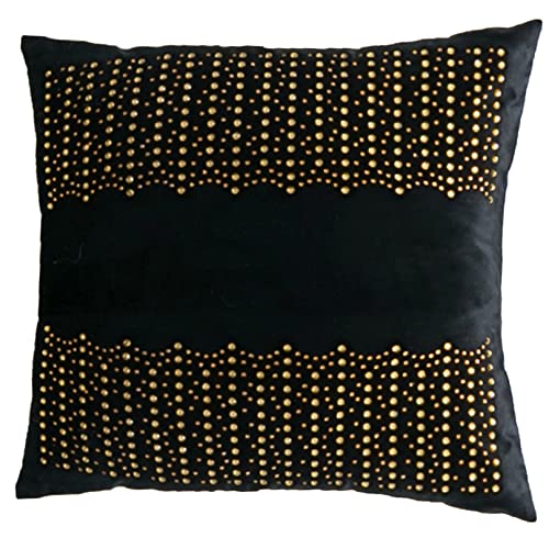 TTiiLoe Schwarzes Samtkissen für Bettdekoration, Goldene Spitze Diamant Wurfkissen mit Reißverschluss, Kissen für Wohnzimmer Sofa Schlafzimmer Stuhl Autositz 45 x 45 cm von TTiiLoe