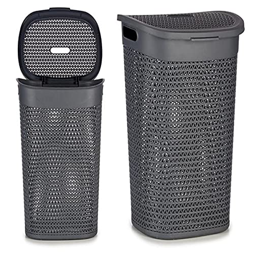 TU TENDENCIA ÚNICA Wäschekorb aus Kunststoff mit Deckel 60 Liter Fassungsvermögen Wäschekorb (grau) von TU TENDENCIA ÚNICA