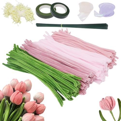 300 Stück feifenputzer zum Basteln, Pfeifenreiniger Blumen Set, Pfeifenputzer Rosa Chenilledraht Pfeifenreiniger, Pfeifenreiniger zum Basteln mit Blumendraht, Blumen Staubblatt für DIY und Dekorieren 300 Stück feifenputzer zum Basteln, Pfeifenreiniger Blumen Set, Pfeifenputzer Rosa Chenilledraht Pfeifenreiniger, Pfeifenreiniger zum Basteln mit Blumendraht, Blumen Staubblatt für DIY und Dekorieren von TUAKIMCE