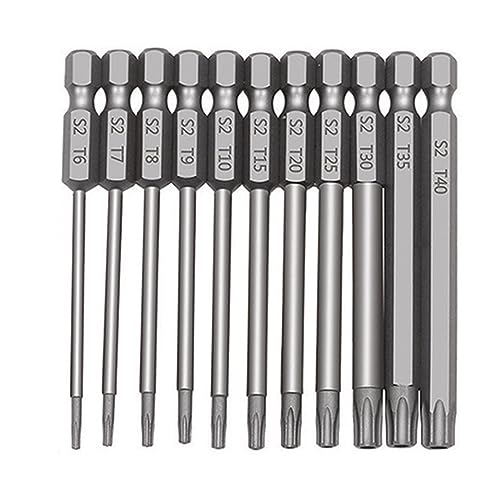 TUAKIMCE 11 Stück Torx Schraubendreher Bit Set 75mm Lang T6-T40 1/4" Magnetisch Sternenkopf Schraubenzieher Sechskant Schaft Elektrische Schraubendreher Bit TUAKIMCE 11 Stück Torx Schraubendreher Bit Set 75mm Lang T6-T40 1/4" Magnetisch Sternenkopf Schraubenzieher Sechskant Schaft Elektrische Schraubendreher Bit von TUAKIMCE