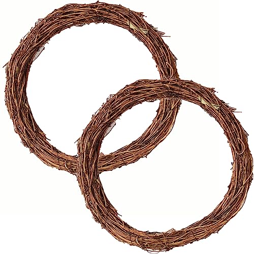 TUAKIMCE Weinreben Kränze, 2 Stück 30 cm Adventskranz Rohling, Dekokranz, Grapevine Kränze, Naturkranz Trockener DIY Kranz Deko für Weihnachtskranz Wand und Türkranz Deko von TUAKIMCE