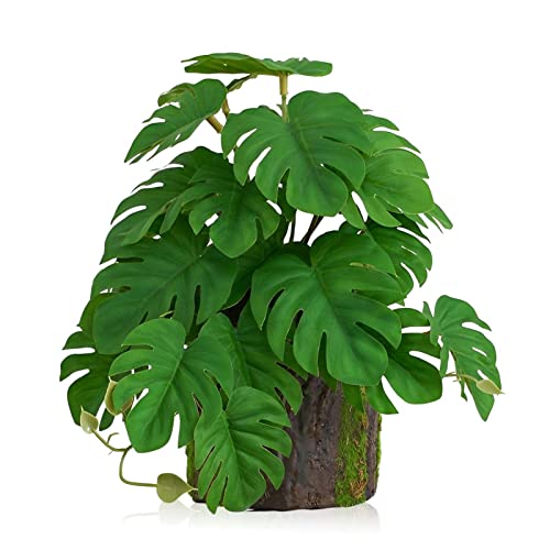 TUAKIMCE Kunstpflanze Monstera, Künstliche Mini Tropical Monstera Deko mit Simulierter Holzpfahl-Pflanzer, Künstliche Pflanzen Deko Modern für Heim Büro Bad Küche und Indoor Dekoration von TUAKIMCE