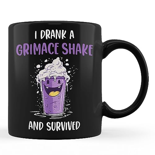 TUANDANG Kaffeebecher mit Aufschrift "Good Deal I drank a grimace shake and survived", Schwarz, 325 ml, 325 ml von TUANDANG