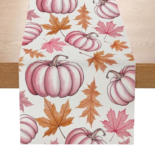 Tischläufer Herbst Tischdecke Herbst Herbstdeko Tisch Herbstdeko Kürbisse Ahornblätter Herbst Tischläufer Herbst Deko Tisch Herbst Dekoration 40x140 cm (01, 40 x 140 cm) von TUANMOZI