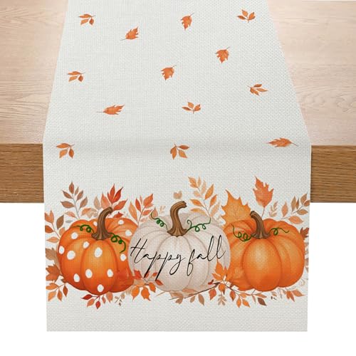 Tischläufer Herbst Tischdecke Herbst Herbstdeko Tisch Herbstdeko Kürbisse Ahornblätter Herbst Tischläufer Herbst Deko Tisch Herbst Dekoration 40x140 cm (06, 40 x 140 cm) von TUANMOZI
