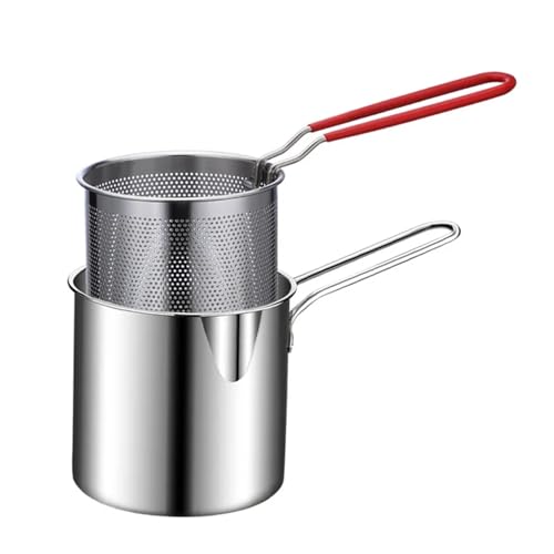 TUANZUN Frittiertopf,Frittiertopf mit Sieb Fritteuse aus Edelstahl mit Sieb und Verbrühschutzgriff, ideal for Pommes, Fisch, Hühnchen, leicht zu reinigen von TUANZUN