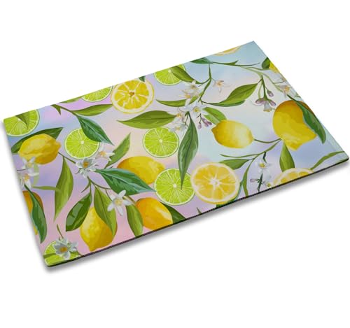 TUBAMQ Fußmatte mit Aufschrift "Welcome Lemon" mit rutschfester Unterseite, für drinnen und draußen, gelbe und grüne Zitronen, Fußmatte für Eingangsbereich, Veranda, Frühling, Sommer, von TUBAMQ