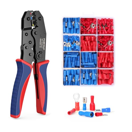 Crimpzange Kabelschuhe Set - TUBTAP® Kabelschuhzange mit 361 Stück Isolierten Tool Kit 0,5-6mm²(AWG 20-10) von TUBTAP