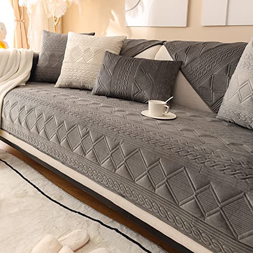 TUCVZVO Samt Couchbezüg Sofa Überzug 3/2/1/4 Sitzer Sofahusse Couch Bezug Sofa Überzug Sofa Abdeckung Sofaüberwurf Couchhusse Sofabezüge Schonbezug Sofa Sofabezug,Grau,1 pc 90x210cm von TUCVZVO