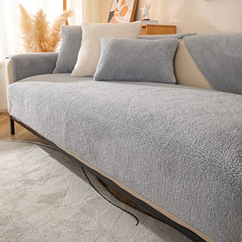 TUCVZVO Samt Sofabezug 1 2 3 4 Sitzer,L Form Sofaüberwurf,Sofa Überzug Ecksofa Pets Dog,Sofaschoner rutschfest Anti-Rutsch Sofa Überwurf Couchbezug Sofa Abdeckung,Grau,1 pc 70x120cm von TUCVZVO