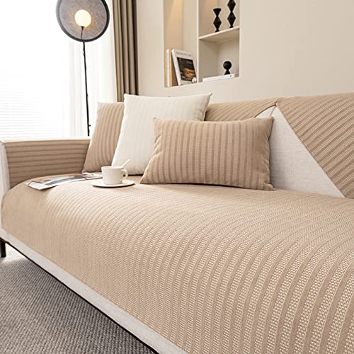 TUCVZVO Sofabezug rutschfeste,Sofabezug 1 2 3 4 Sitzer, Weicher Couchbezug L Form, Anti-Rutsch Sofaüberwurf, Sofahusse Sofa Überzug Ecksofa, Sofaschoner Für Hunde,Beige,1 pc 70x210cm von TUCVZVO