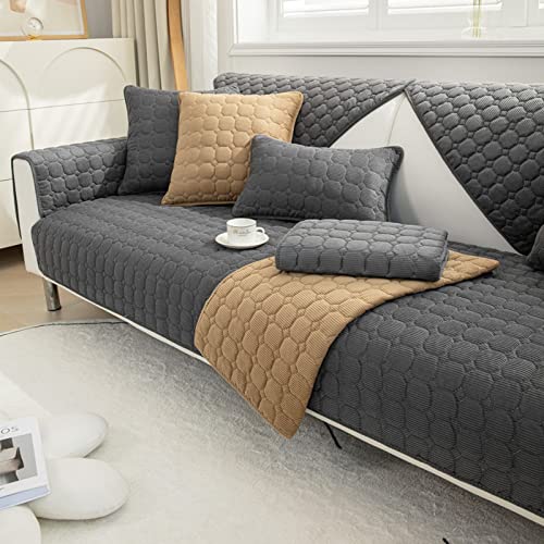 TUCVZVO Sofaschoner rutschfest 1 2 3 4 Sitzer Weicher Couchbezug L Form, Anti-Rutsch Sofaüberwurf, Sofahusse Sofa Überzug Ecksofa, Sofaschoner Für Hunde,Dark Gray,1pc 110x160cm von TUCVZVO